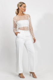 Sequin Soirée White Sequin Top - Final Sale