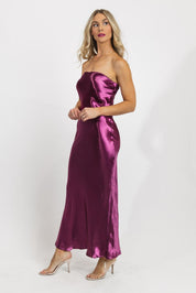 Satin Siren Magenta Tube Maxi Dress - Final Sale