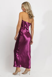 Satin Siren Magenta Tube Maxi Dress - Final Sale