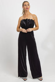 Festive Fling Black Velvet Jumpsuit - Final Sale