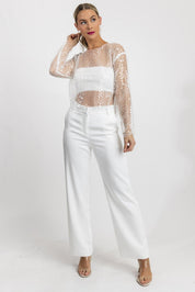 Party Prism White Satin Pants - Final Sale