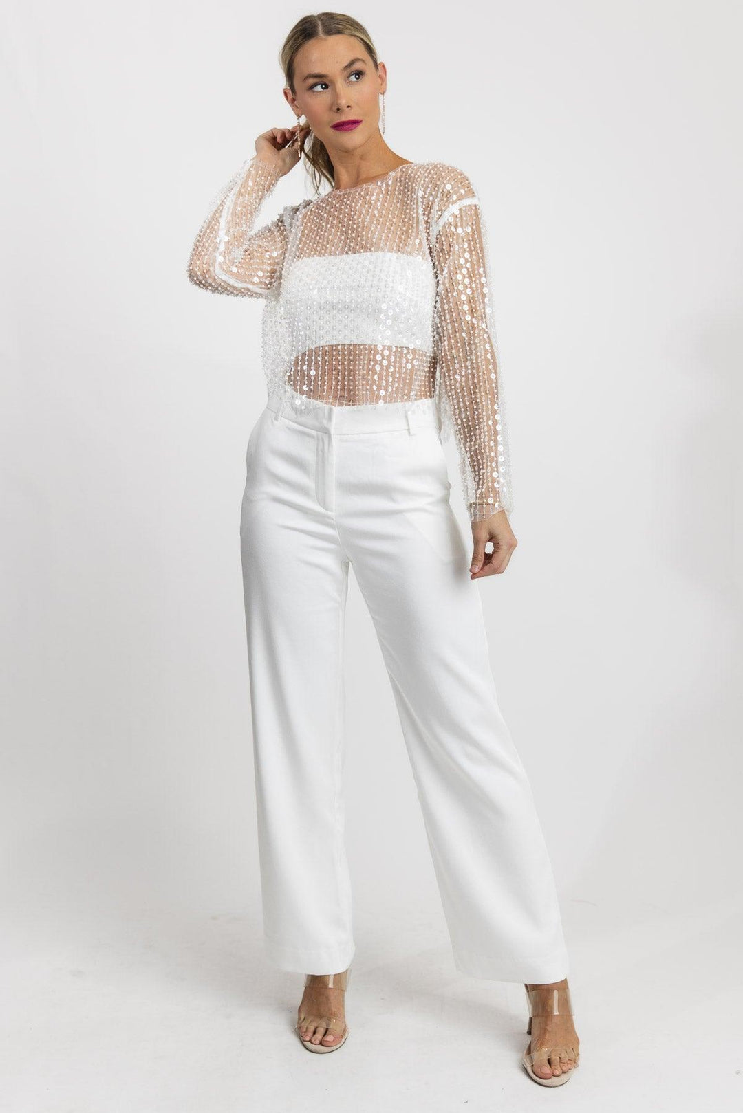 Party Prism White Satin Pants - Final Sale