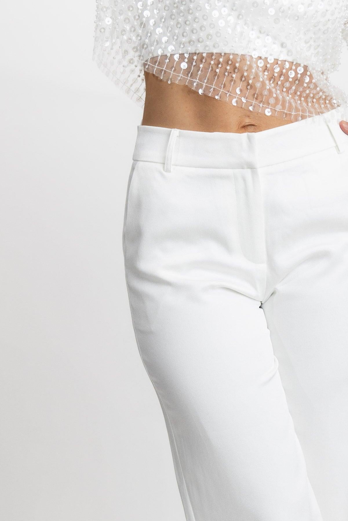 Party Prism White Satin Pants - Final Sale