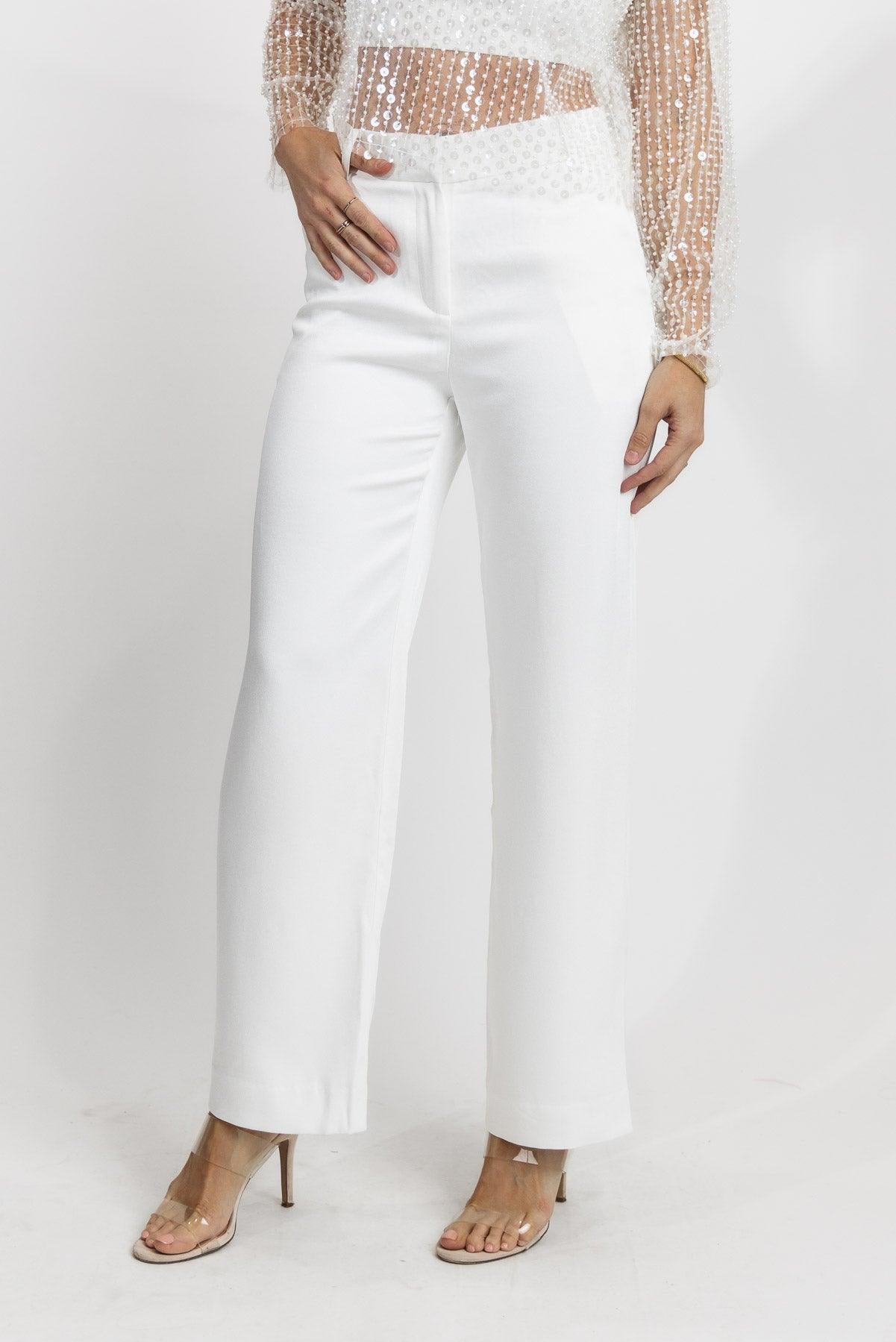 Party Prism White Satin Pants - Final Sale