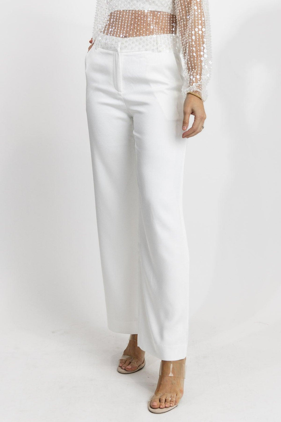 Party Prism White Satin Pants - Final Sale