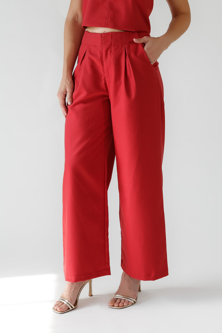 Hollis Garnet Pleated Wide Leg Trouser