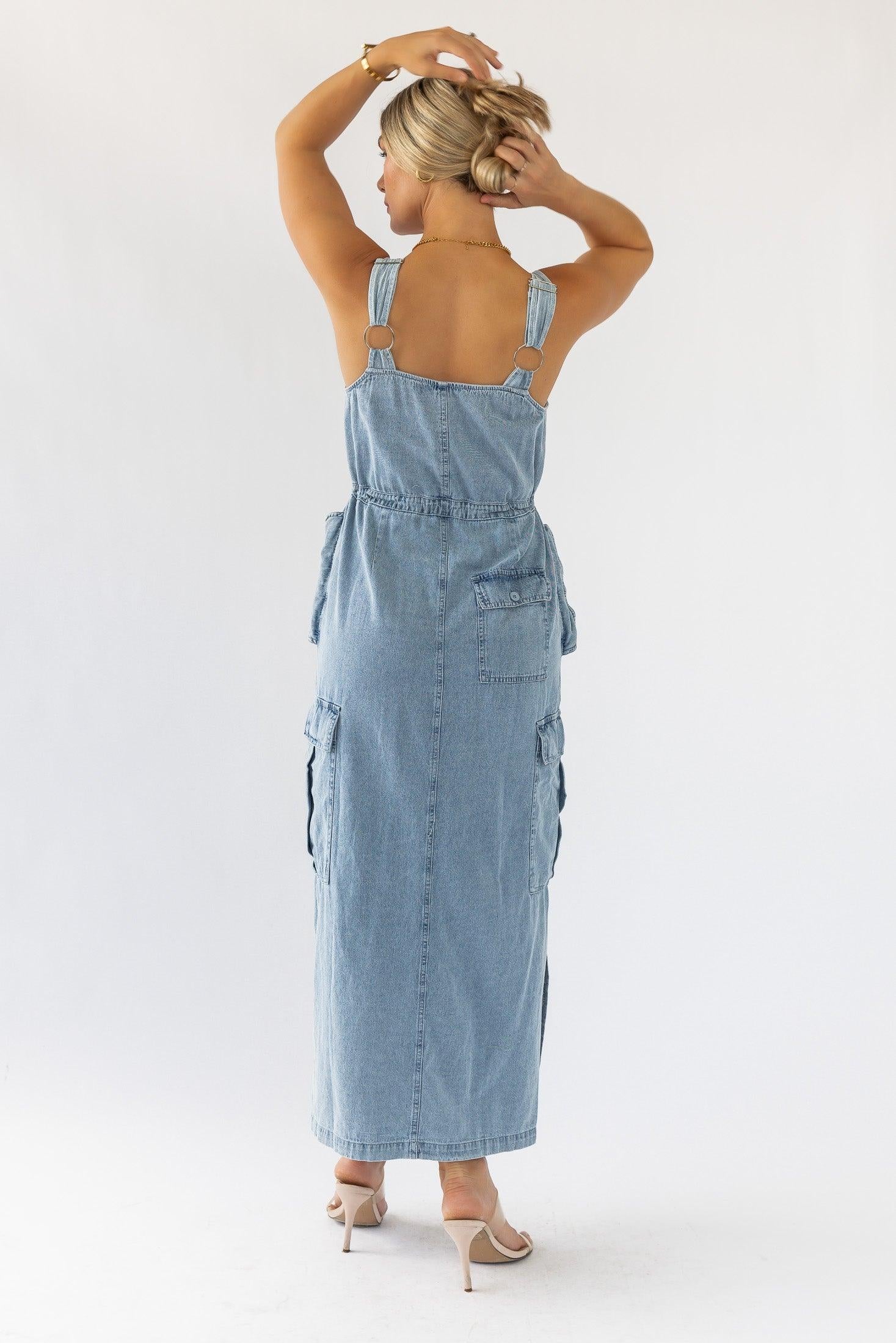 Huxley Blue Denim Midi Dress