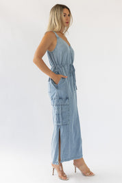 Huxley Blue Denim Midi Dress