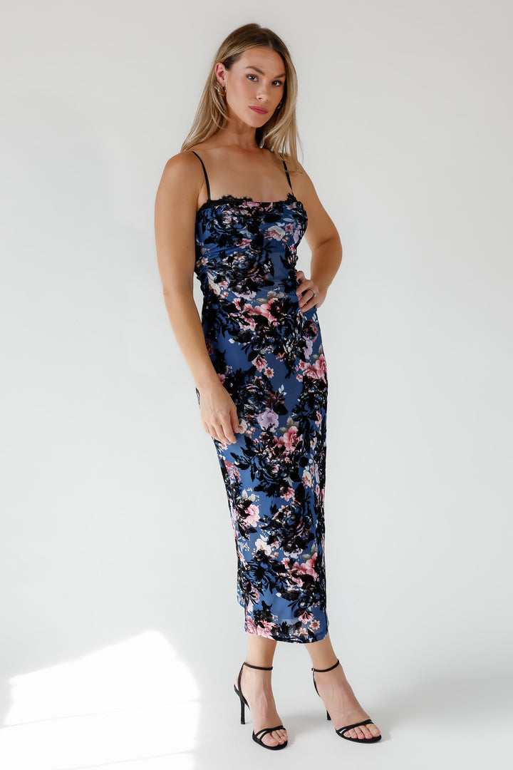 Inez Blue Floral Maxi Dress