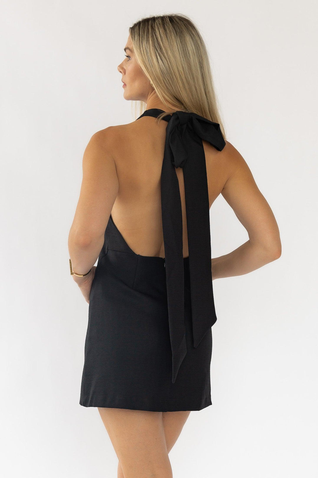 Isla Black Back Bow Mini Dress - Final Sale