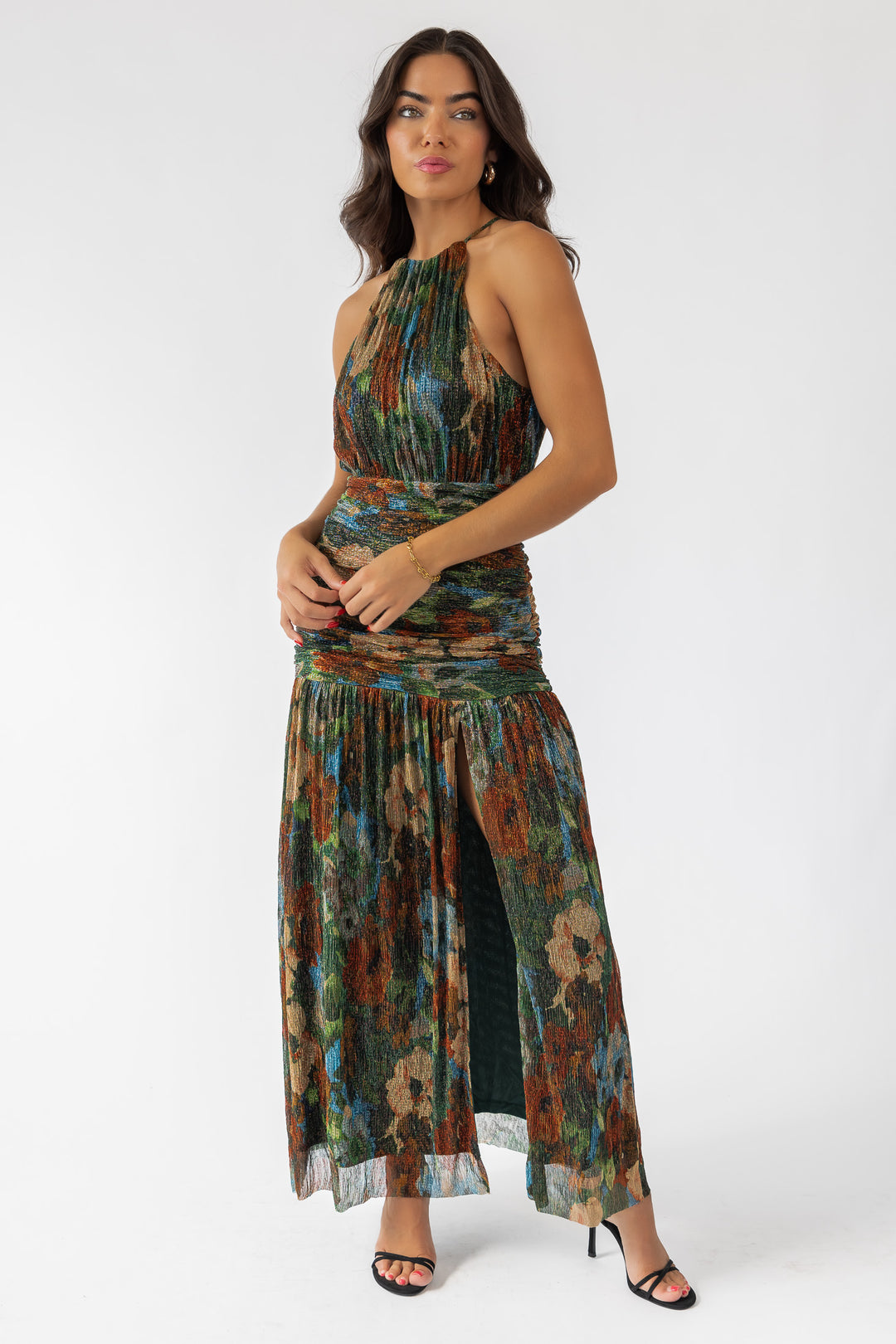 Isra Floral Ruched Maxi Dress