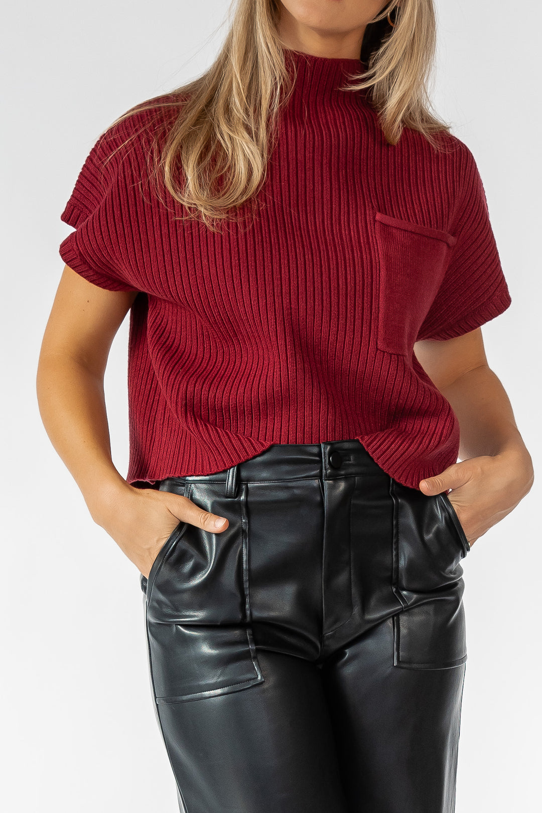 Joliet Ruby Pocket Cropped Sweater