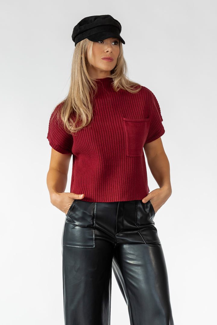 Joliet Ruby Pocket Cropped Sweater