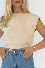 Kaydence Taupe Pearl Sweater - Final Sale