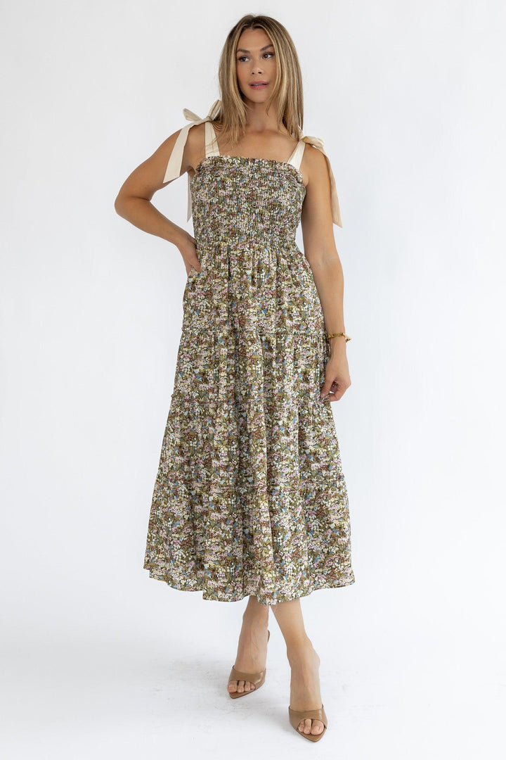 Kelsea Floral Smocked Midi Dress - Final Sale