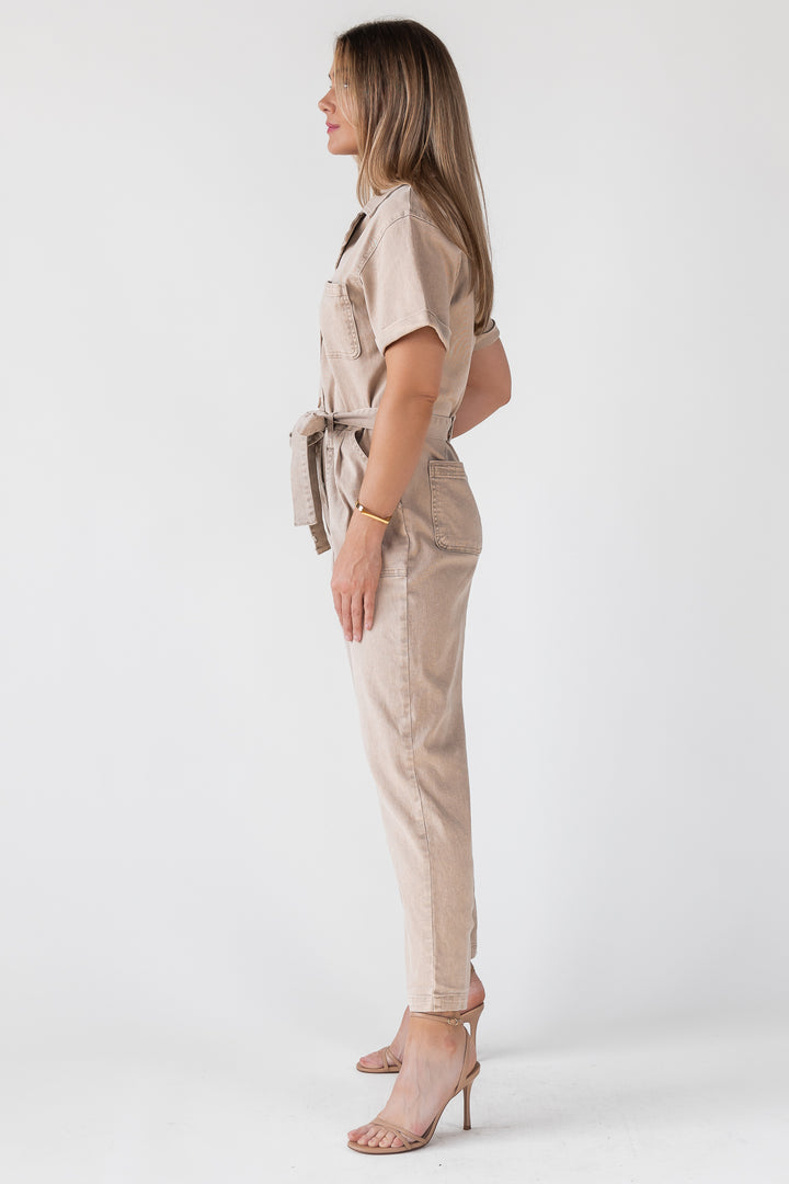 Kendall Khaki Washed Jumpsuit