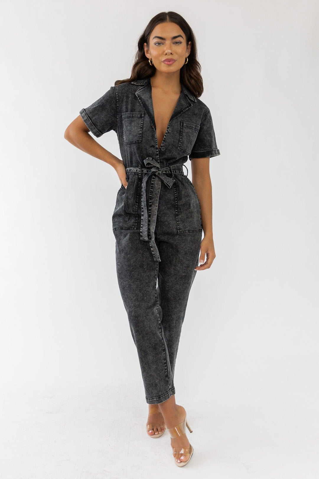 Kendall Black Washed Jumpsuit - Final Sale