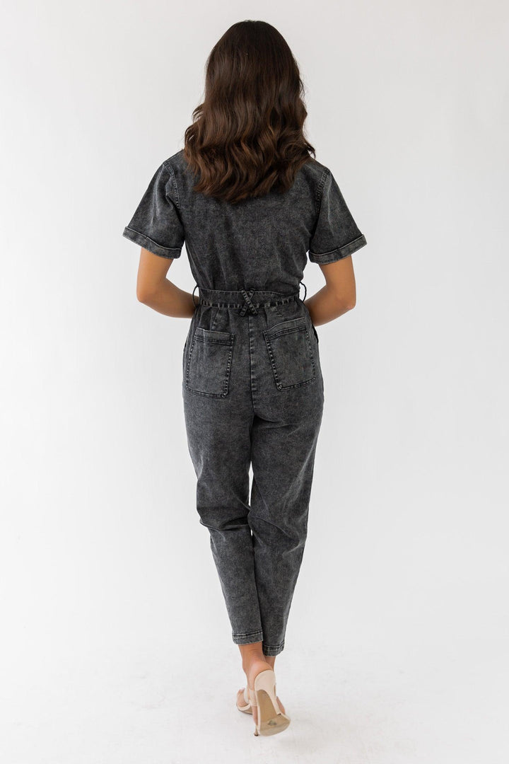 Kendall Black Washed Jumpsuit - Final Sale