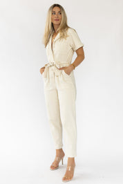 Kendall Cream Washed Jumpsuit - Final Sale