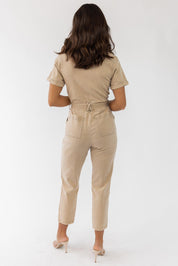 Kendall Khaki Washed Jumpsuit - Final Sale