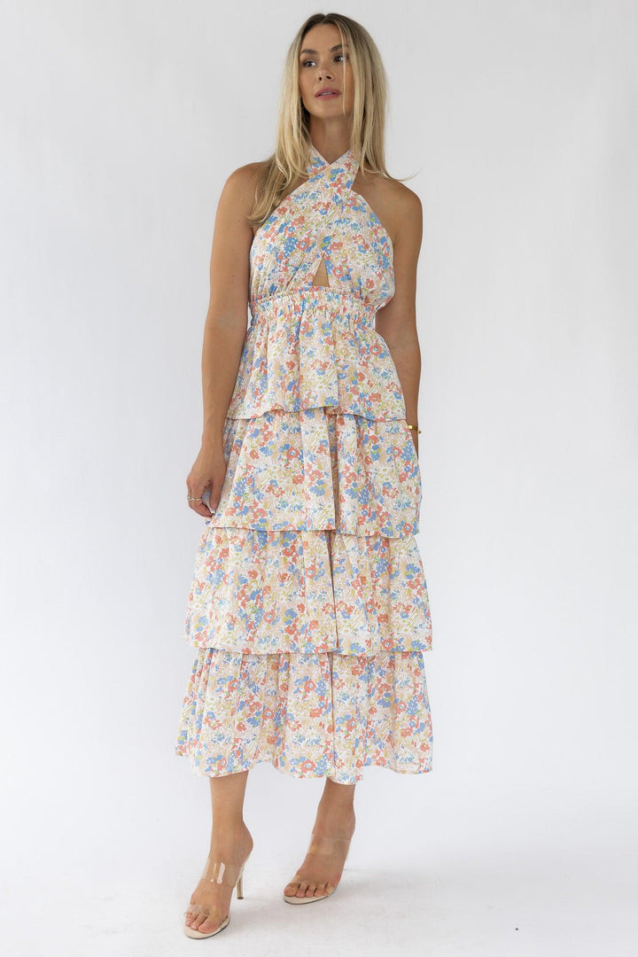 Kiera Floral Halter Midi Dress - Final Sale