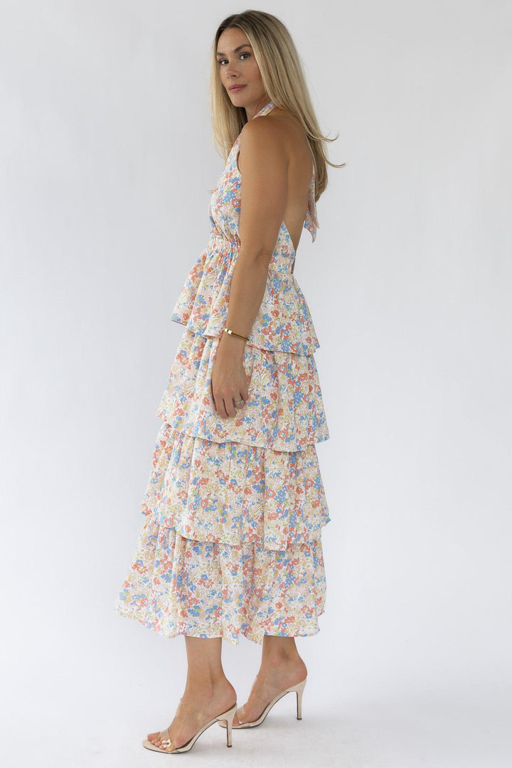 Kiera Floral Halter Midi Dress - Final Sale