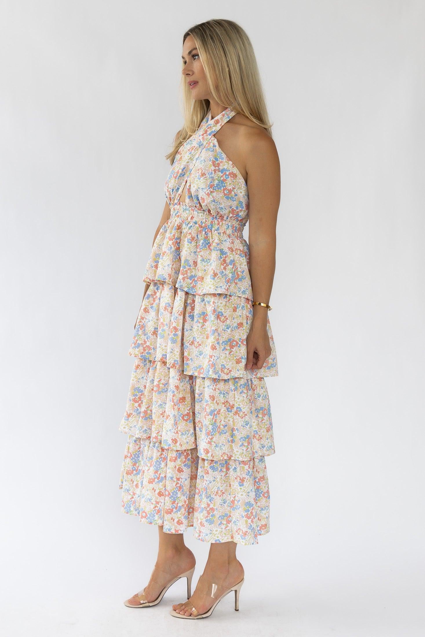 Kiera Floral Halter Midi Dress - Final Sale