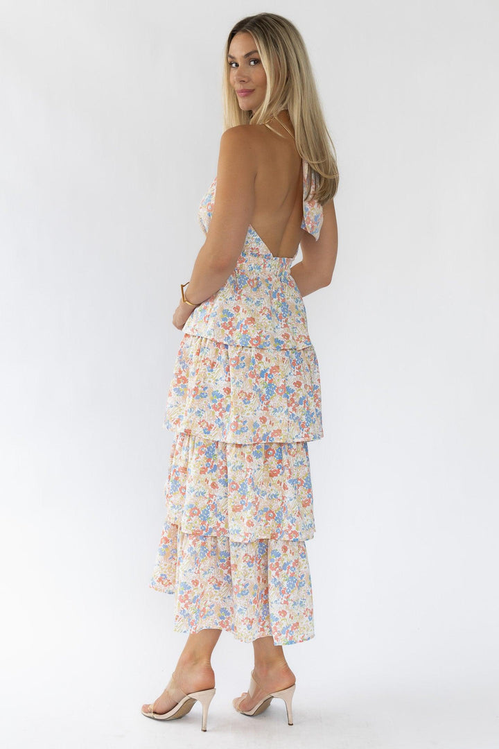 Kiera Floral Halter Midi Dress - Final Sale