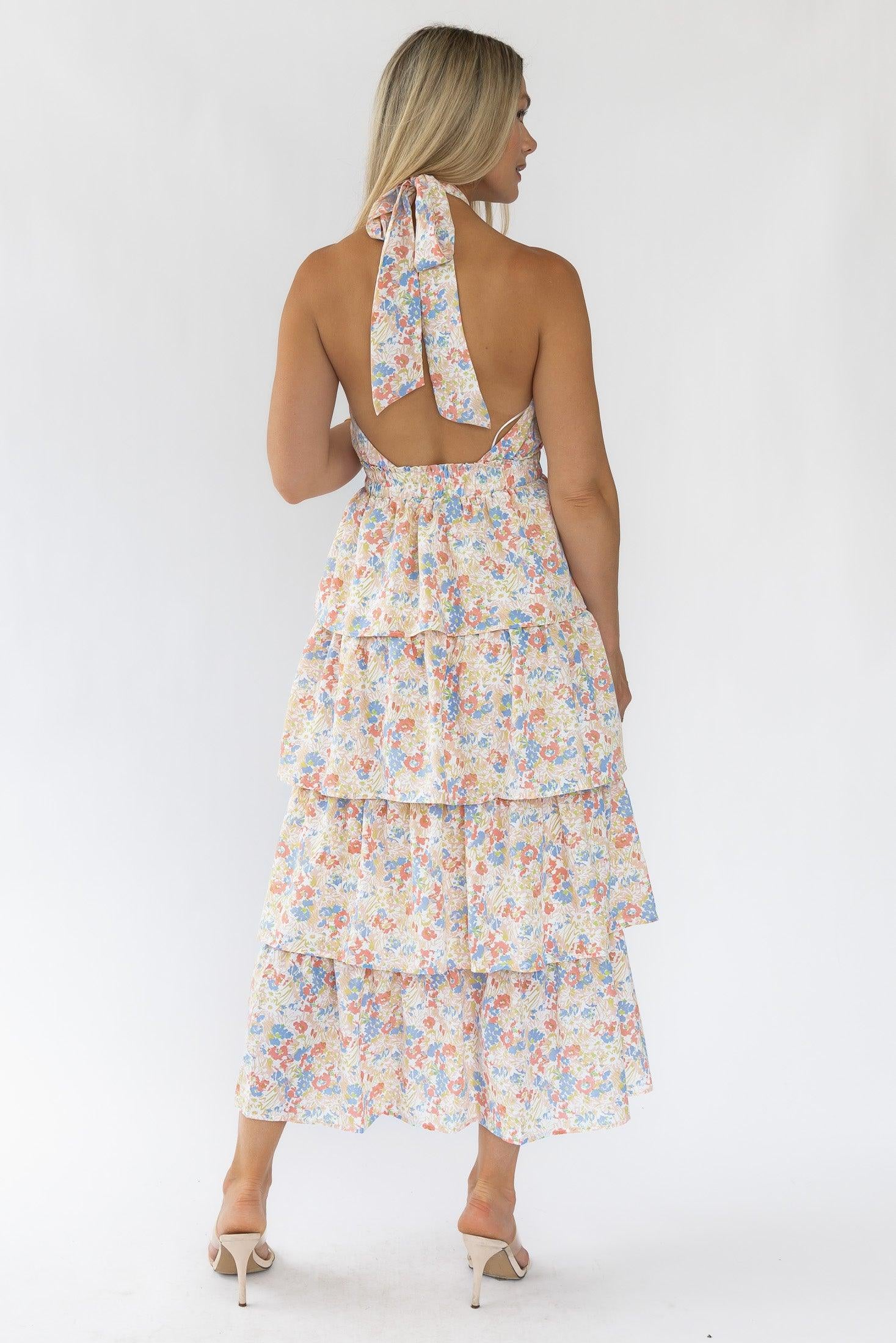 Kiera Floral Halter Midi Dress - Final Sale