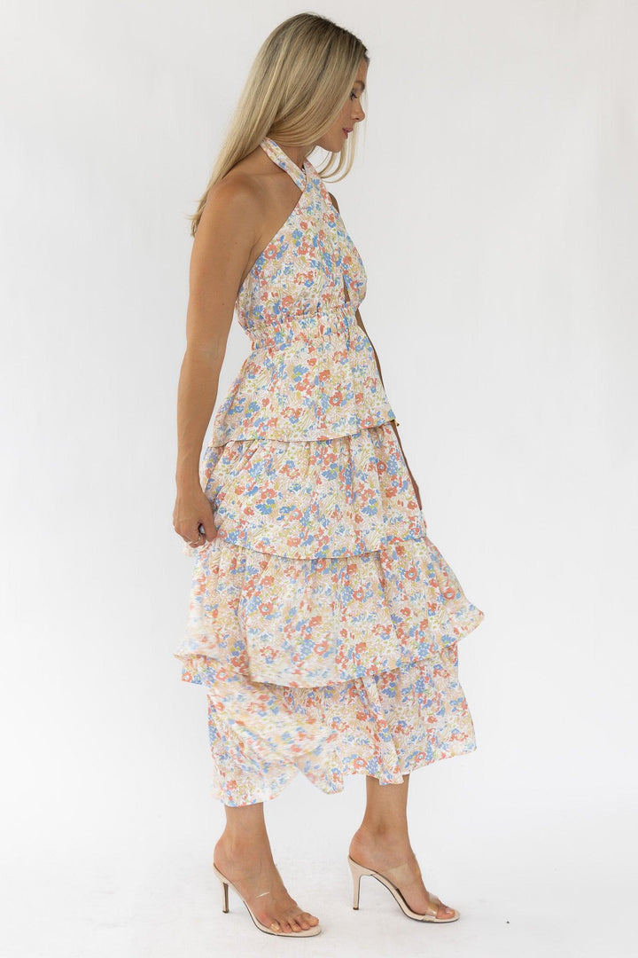 Kiera Floral Halter Midi Dress - Final Sale