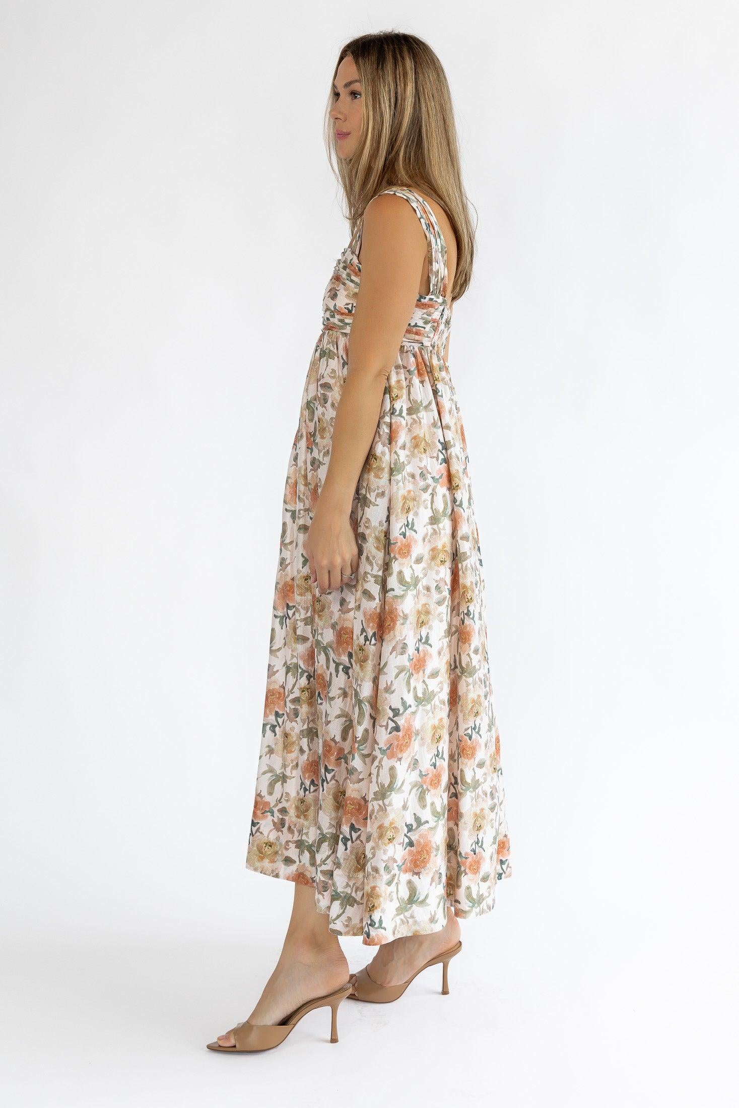 Kirby Floral Ruched Midi Dress