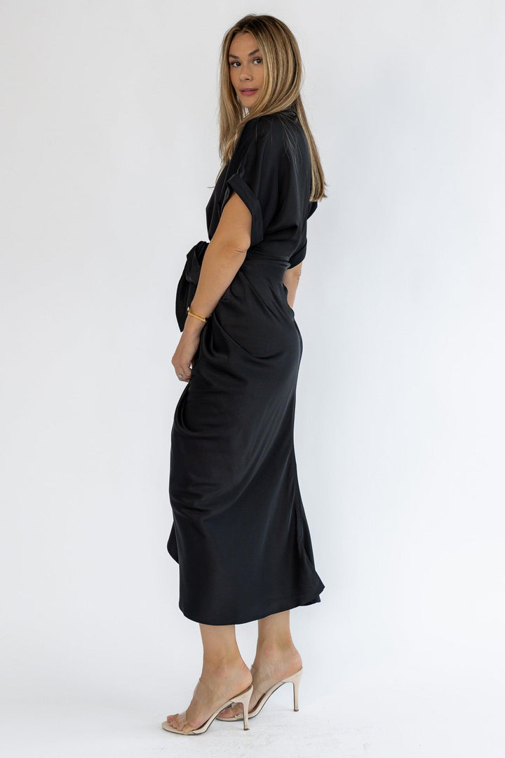 Knotty Looks Black Midi Dress