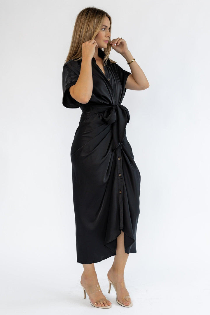 Knotty Looks Black Midi Dress