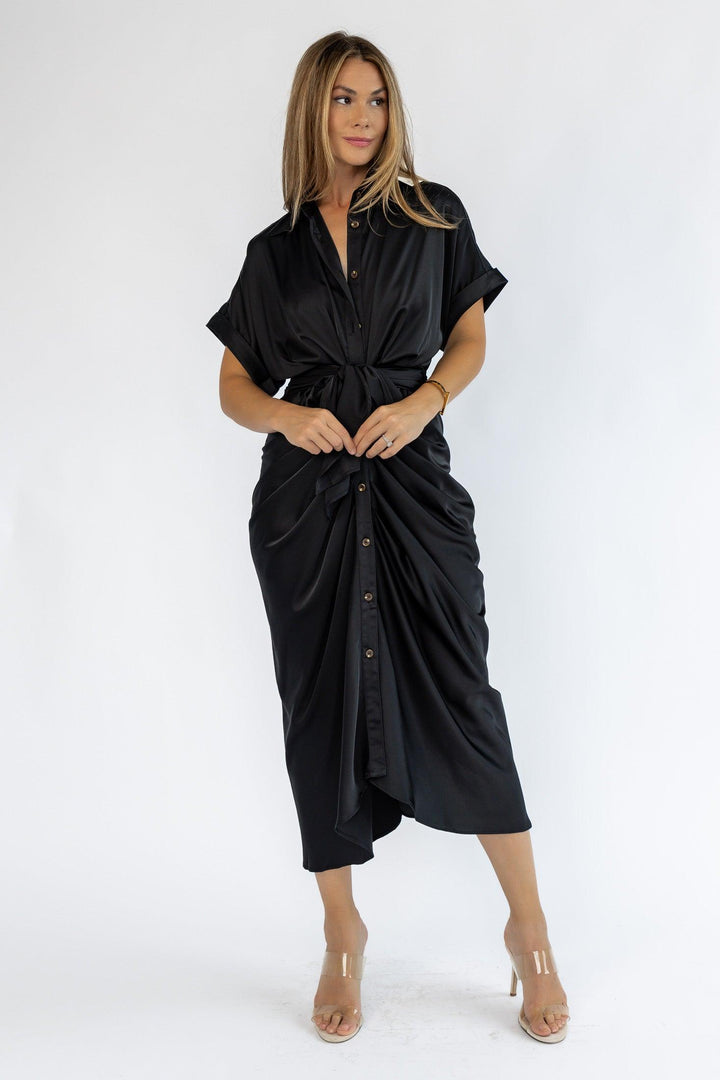 Knotty Looks Black Midi Dress