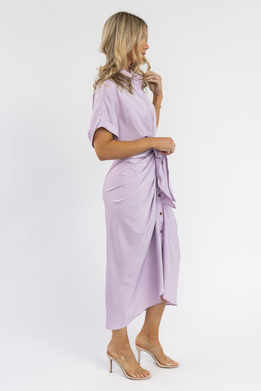 Knotty Looks Lavender Midi Dress - Final Sale