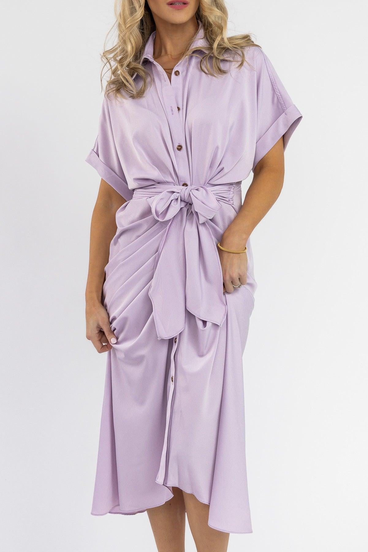 Knotty Looks Lavender Midi Dress