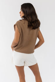 Knox Tan Exposed Hem Sweater