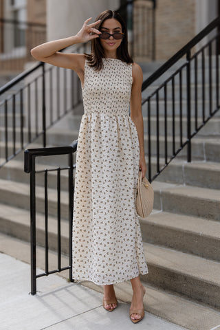 Fable Floral Midi Dress - Cream - Preorder