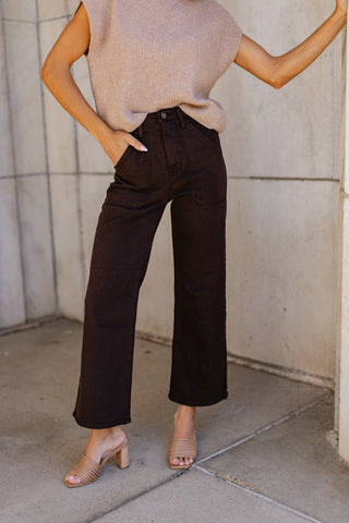 Marney Wide Leg Jean - Chocolate