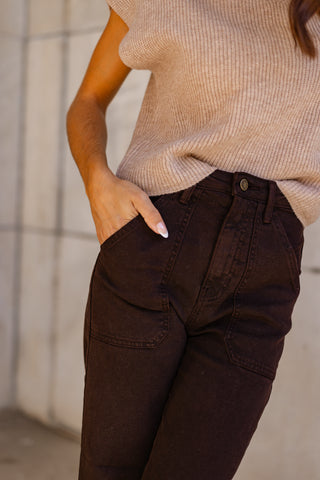 Marney Wide Leg Jean - Chocolate