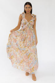 Liana Pink Floral Cutout Maxi Dress - Final Sale