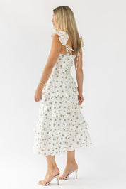 Luciana Cream Floral Midi Dress - Final Sale