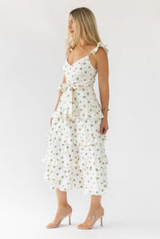 Luciana Cream Floral Midi Dress - Final Sale