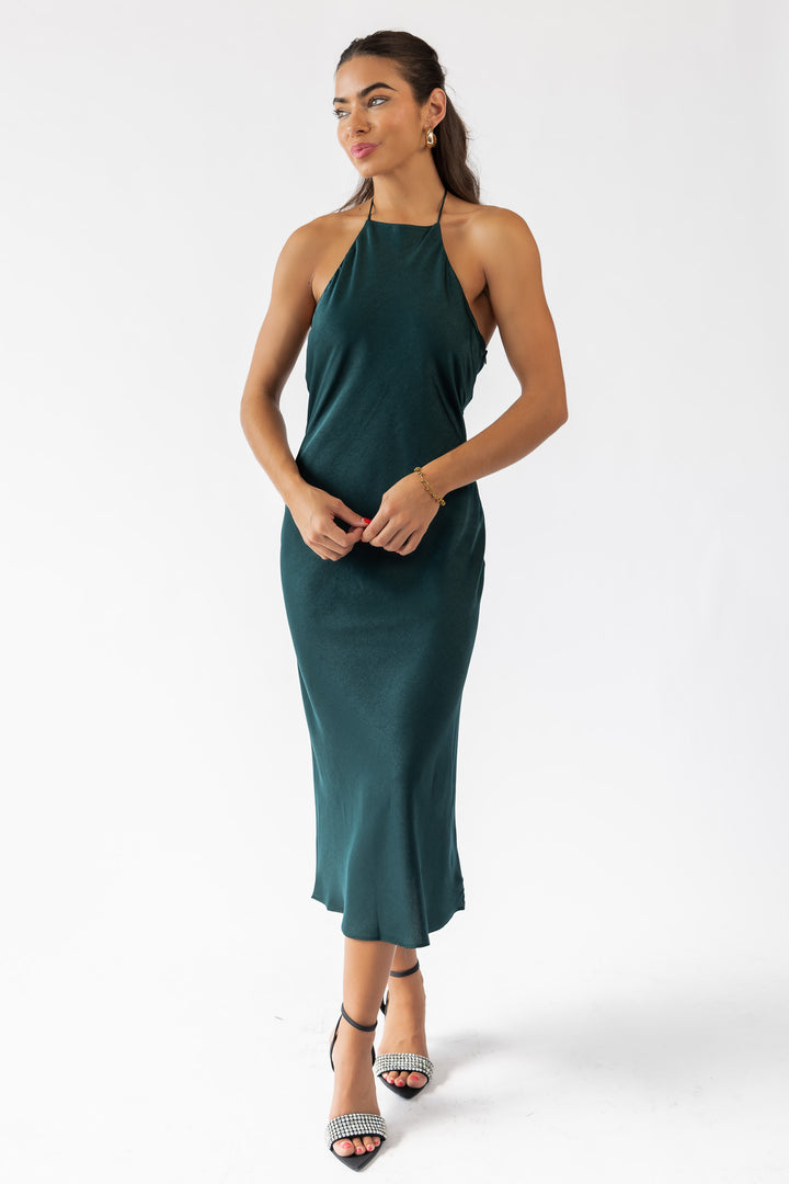 Mira Green Halter Maxi Dress