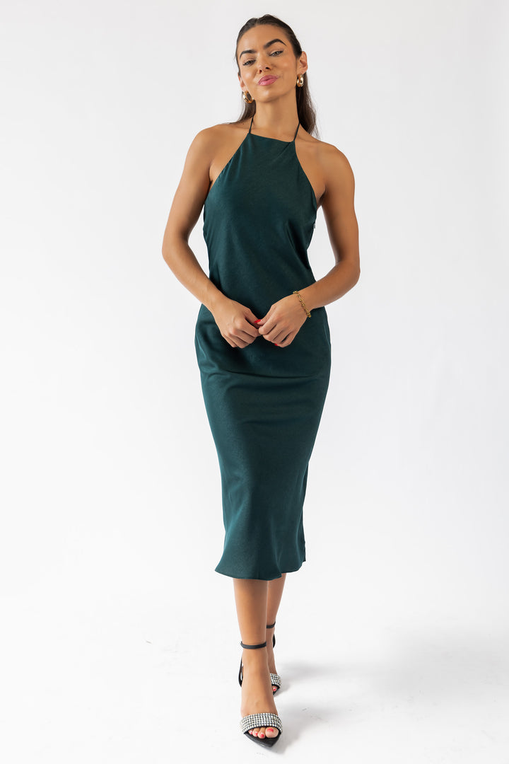 Mira Green Halter Maxi Dress