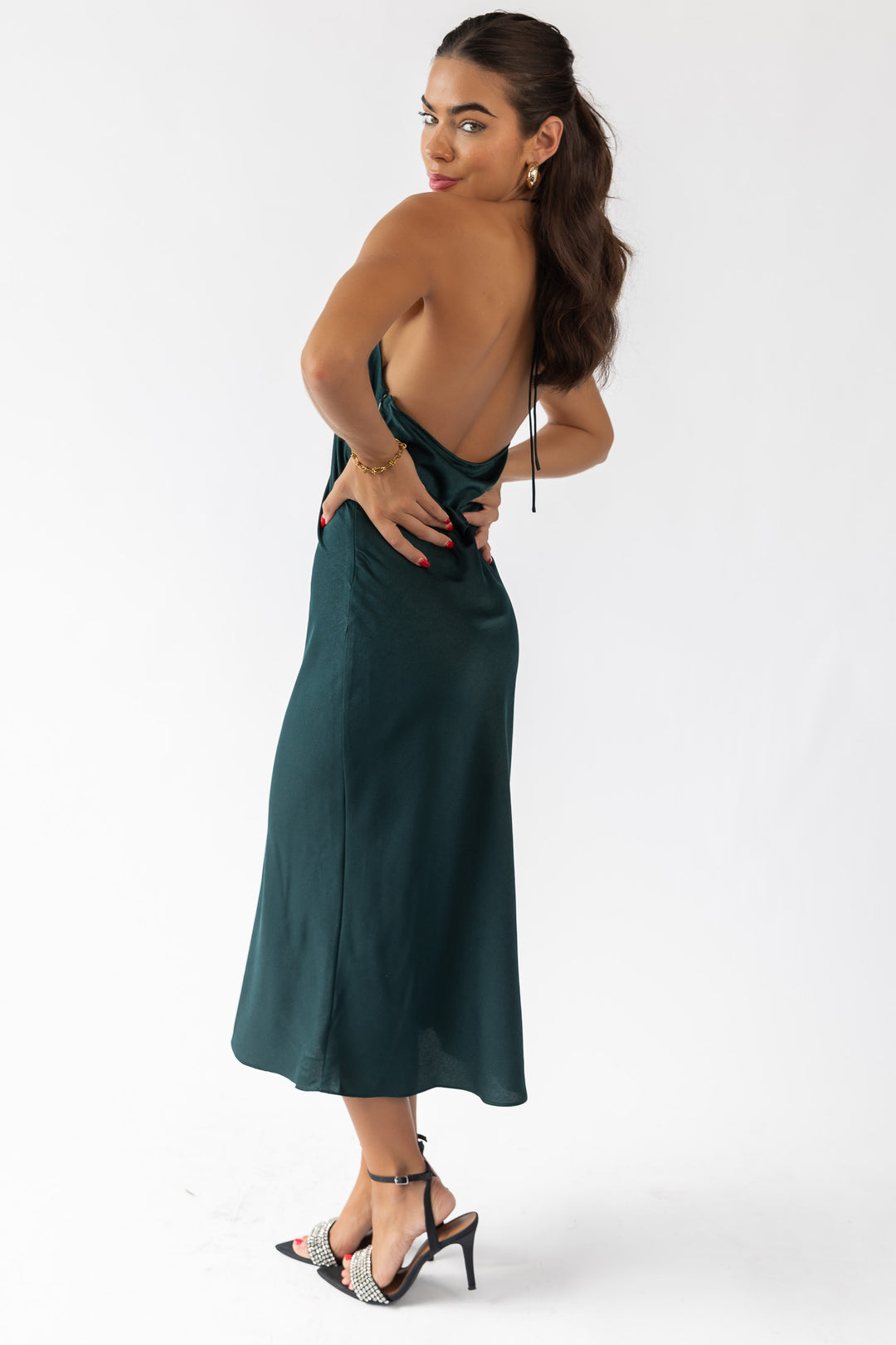 Mira Green Halter Maxi Dress