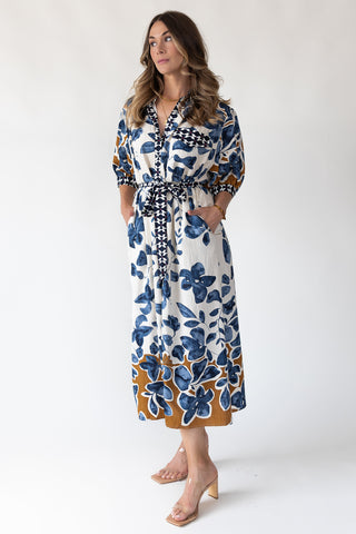 Celeste Botanical Midi Shirt Dress
