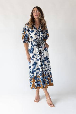 Celeste Botanical Midi Shirt Dress