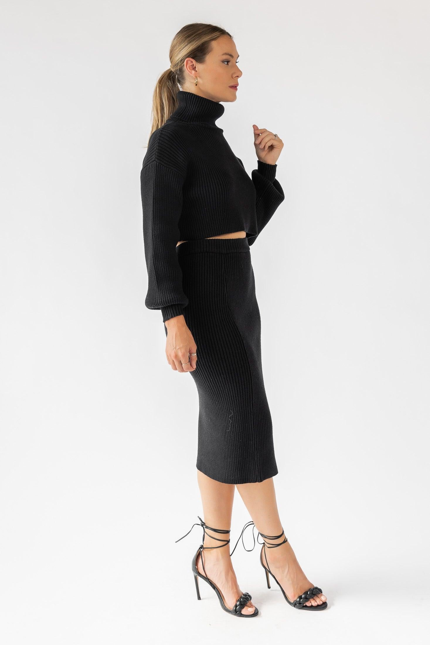 Oren Black Knit Pencil Skirt