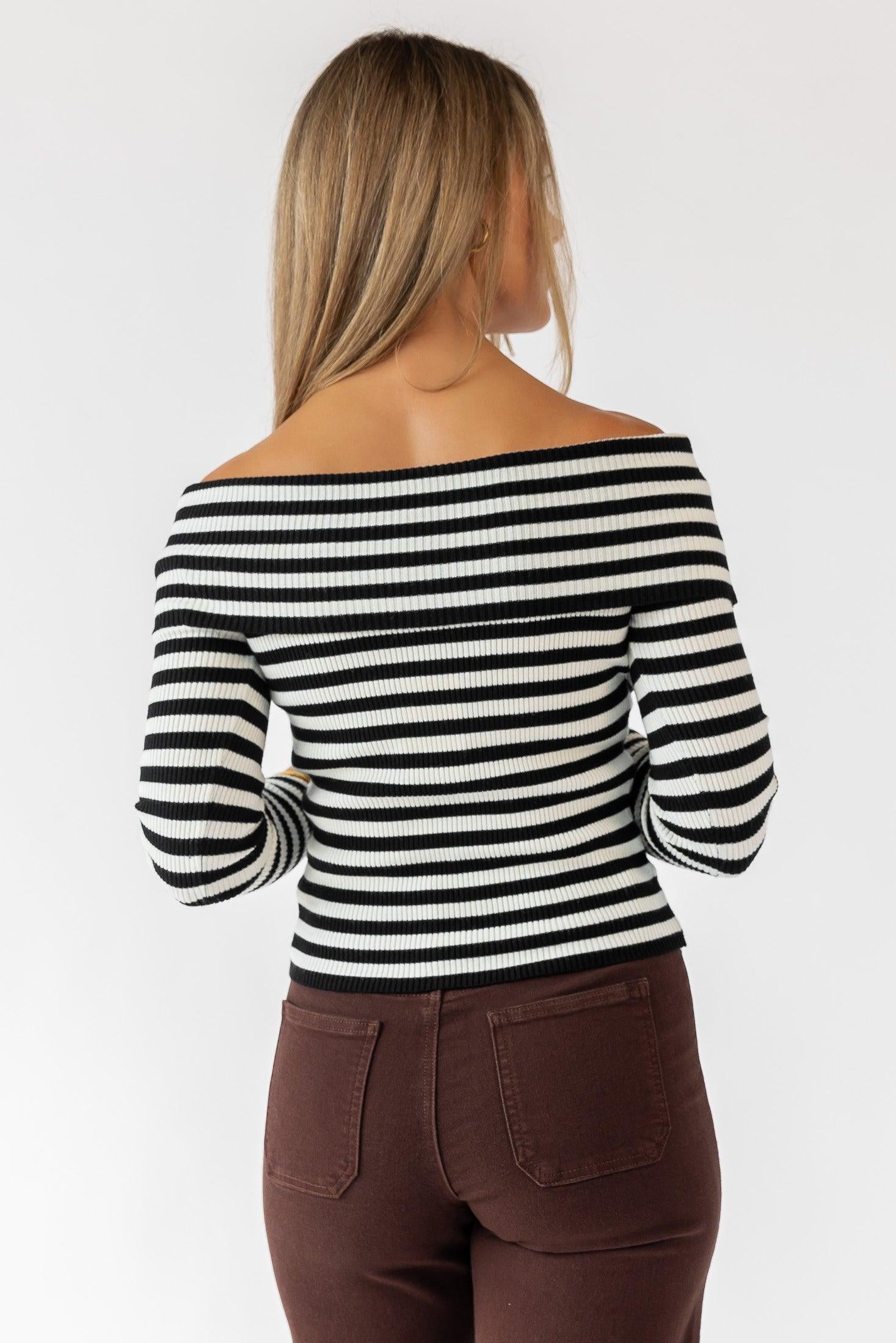 Priscilla Black Stripe Top